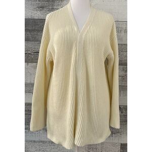 J. Crew Mercantile Ribbed Ivory Knit 100% Cotton Open Cardigan Womens Sweater XL